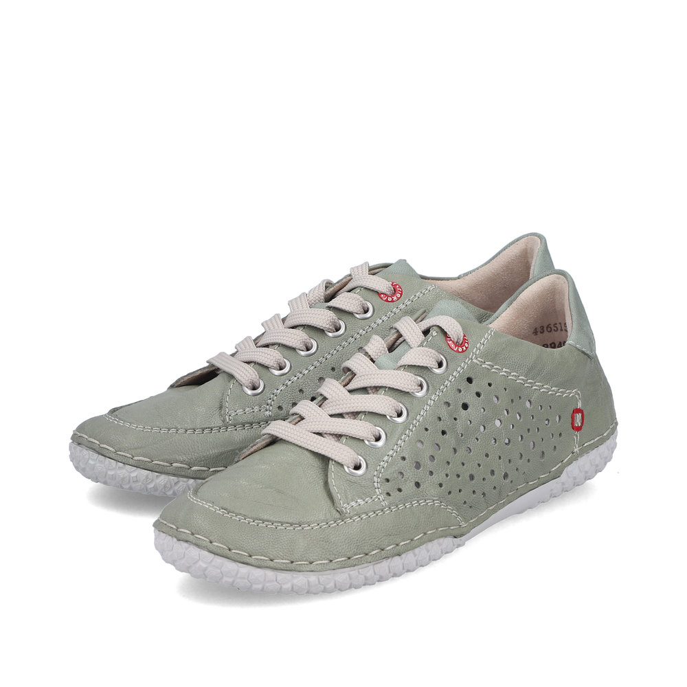 detail RIEKER 43651-52 grüne Damen-Sommer-Ledersneaker, atmungsaktiv, Antistress