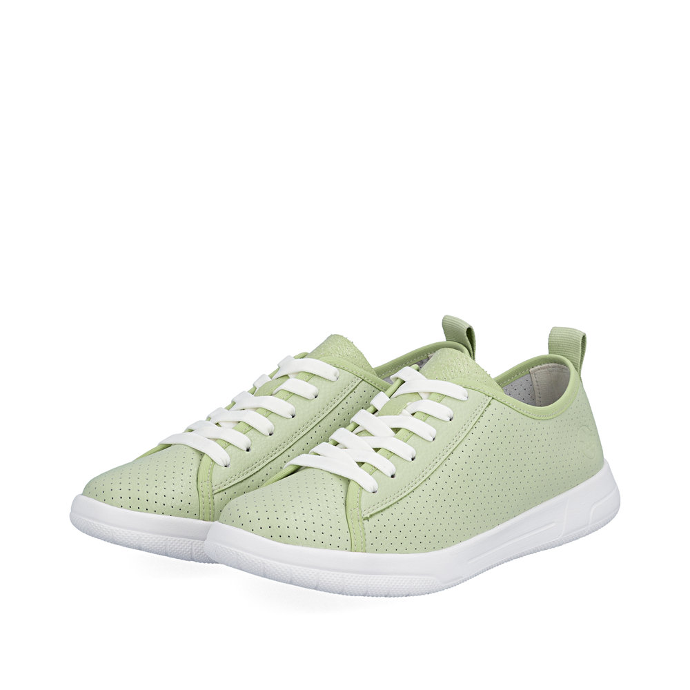 detail RIEKER 45602-52 grüne Damen Leder Sommer-Sneaker, atmungsaktiv, Antistress