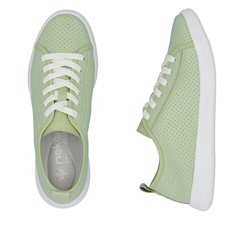 detail RIEKER 45602-52 grüne Damen Leder Sommer-Sneaker, atmungsaktiv, Antistress