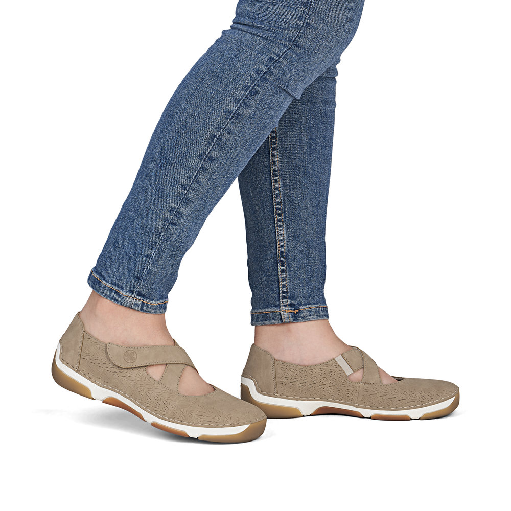 detail RIEKER 55958-20 beige Damen Ballerinas für warme Sommertage, Antistress