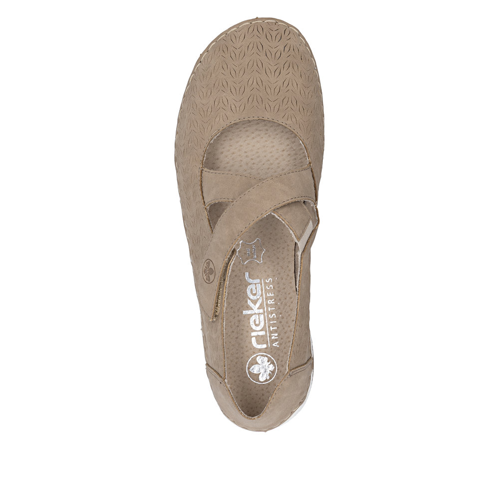detail RIEKER 55958-20 beige Damen Ballerinas für warme Sommertage, Antistress