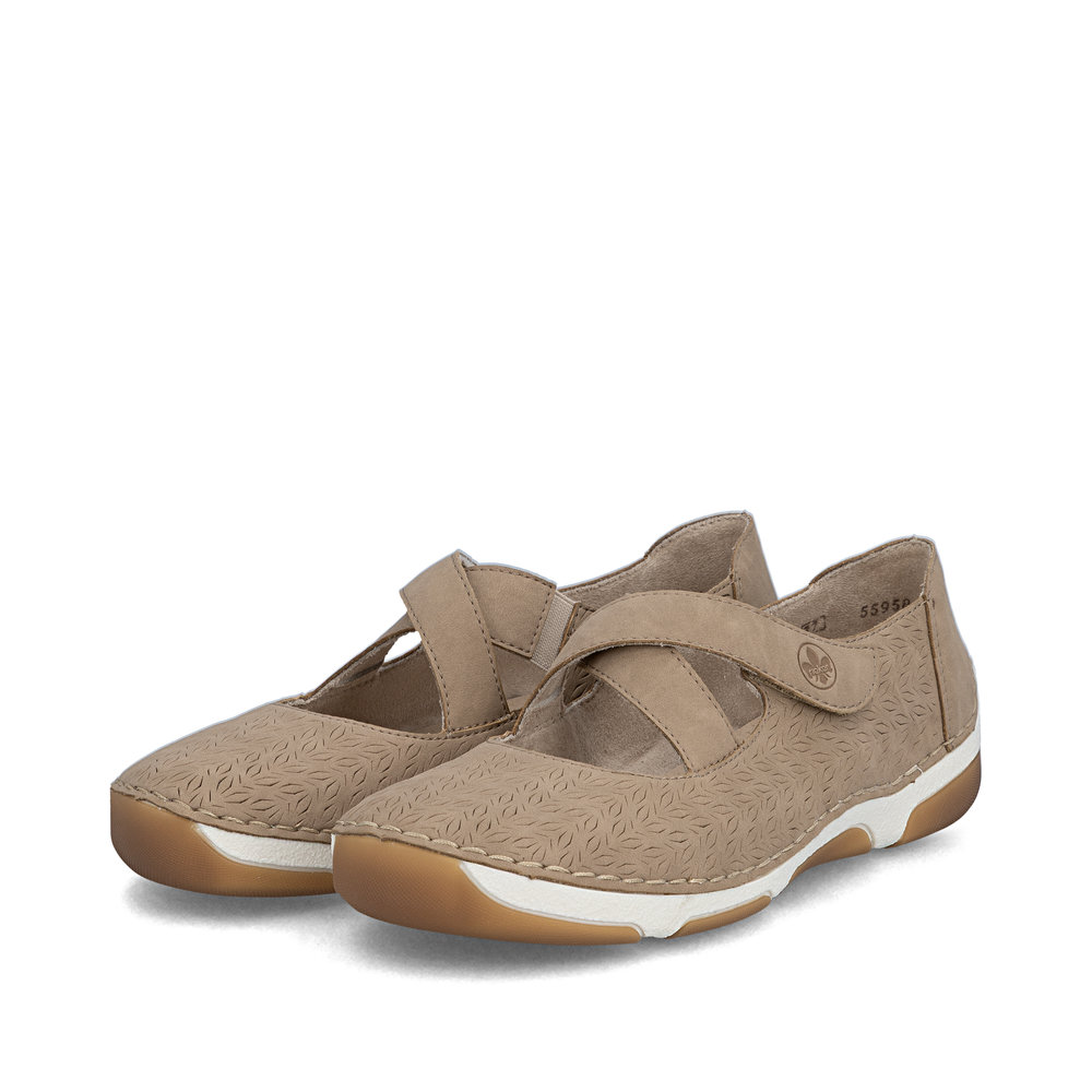 detail RIEKER 55958-20 beige Damen Ballerinas für warme Sommertage, Antistress