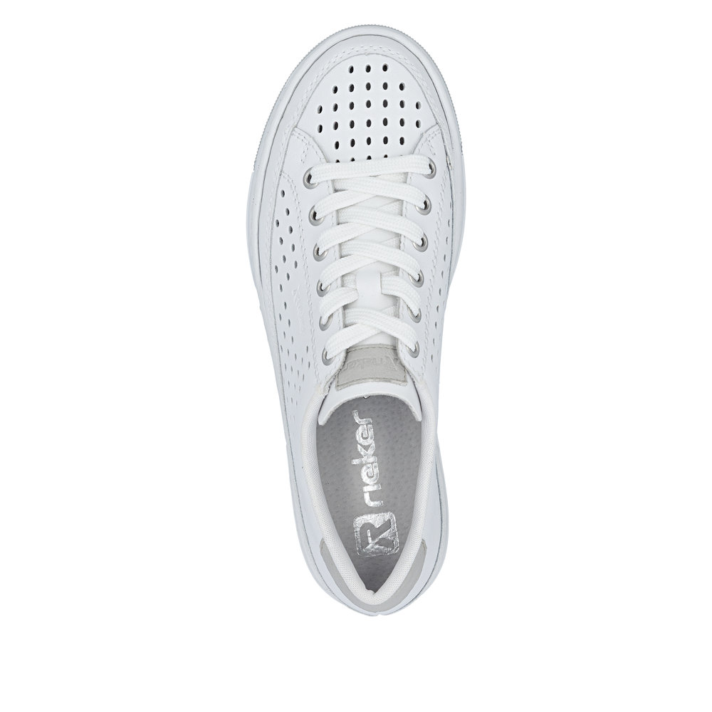 detail RIEKER L8849-80 weiße Damen Leder Sneaker für mehr Komfort an warmen Sommertagen