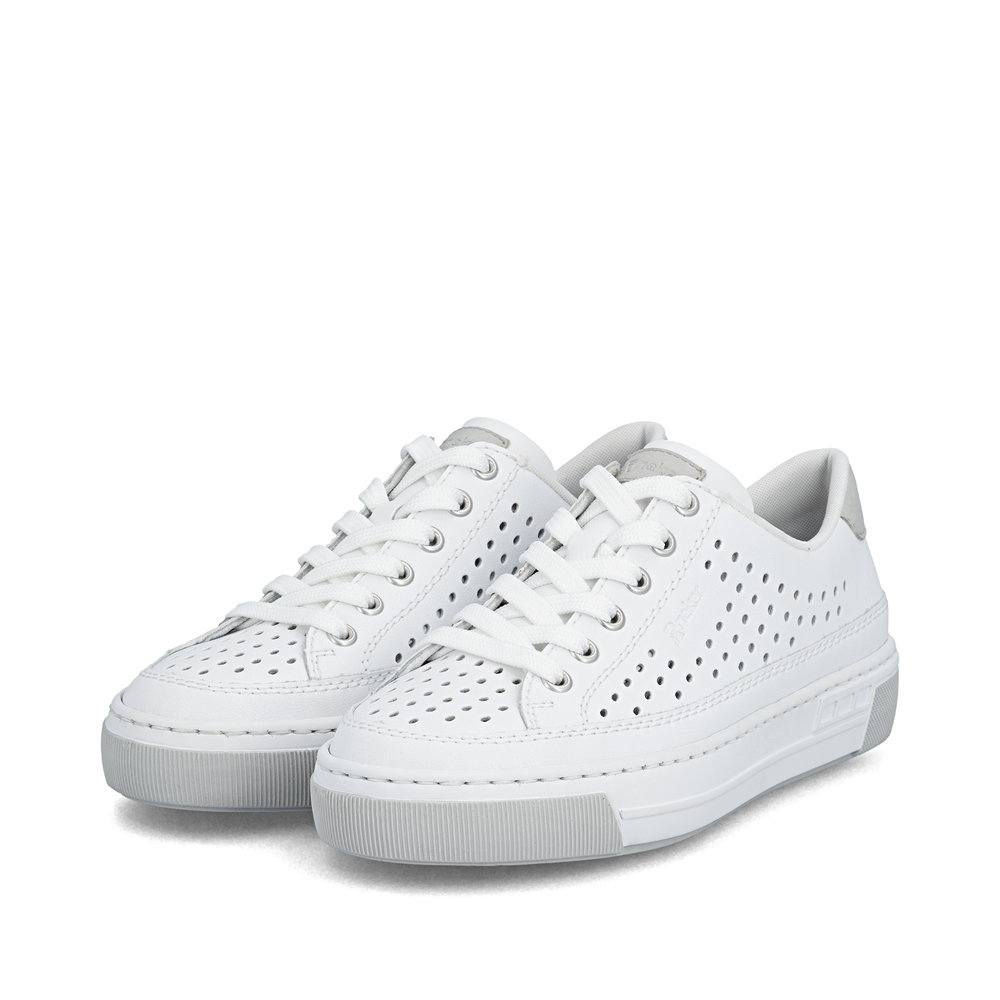 detail RIEKER L8849-80 weiße Damen Leder Sneaker für mehr Komfort an warmen Sommertagen