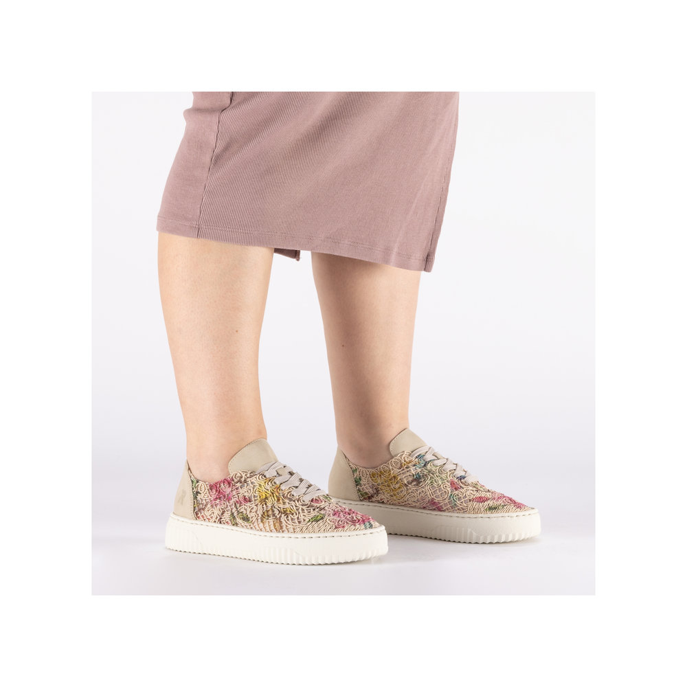 detail RIEKER N9919-91 beige modische Damen-Sneaker mit Muster, atmungsaktives Material