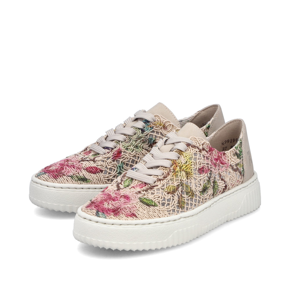 detail RIEKER N9919-91 beige modische Damen-Sneaker mit Muster, atmungsaktives Material