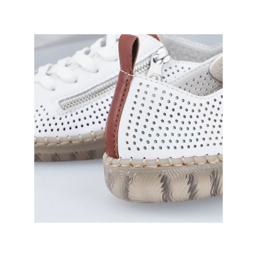 detail Rieker N2405-80 weiße Damen Leder-Sneaker, atmungsaktiv mit Antistress-Sohle