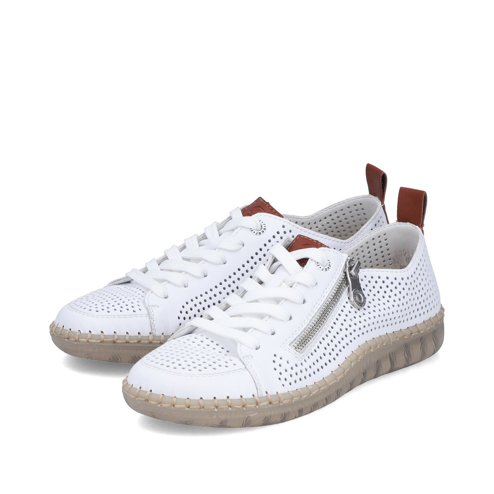detail Rieker N2405-80 weiße Damen Leder-Sneaker, atmungsaktiv mit Antistress-Sohle