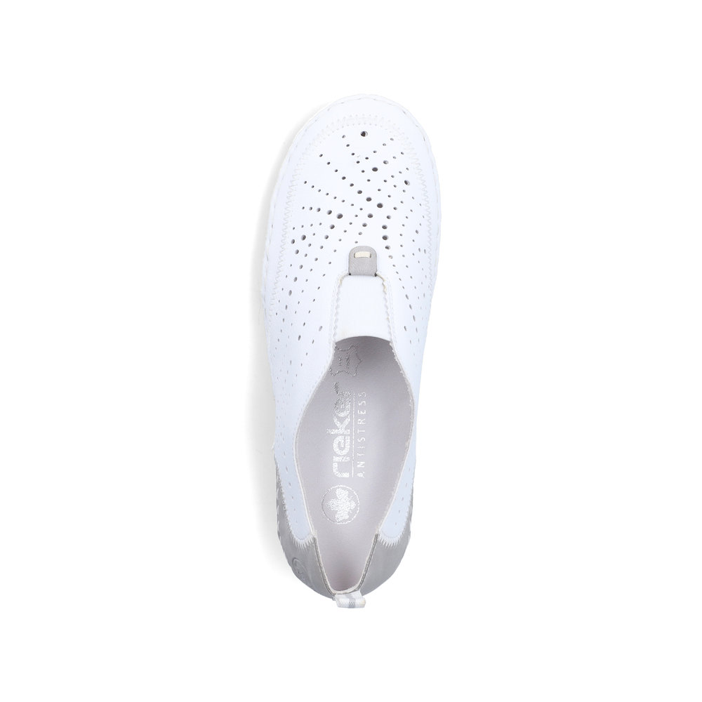 detail RIEKER 43663-80 weiße Damen Leder-Sommermokassins, bequem und atmungsaktiv