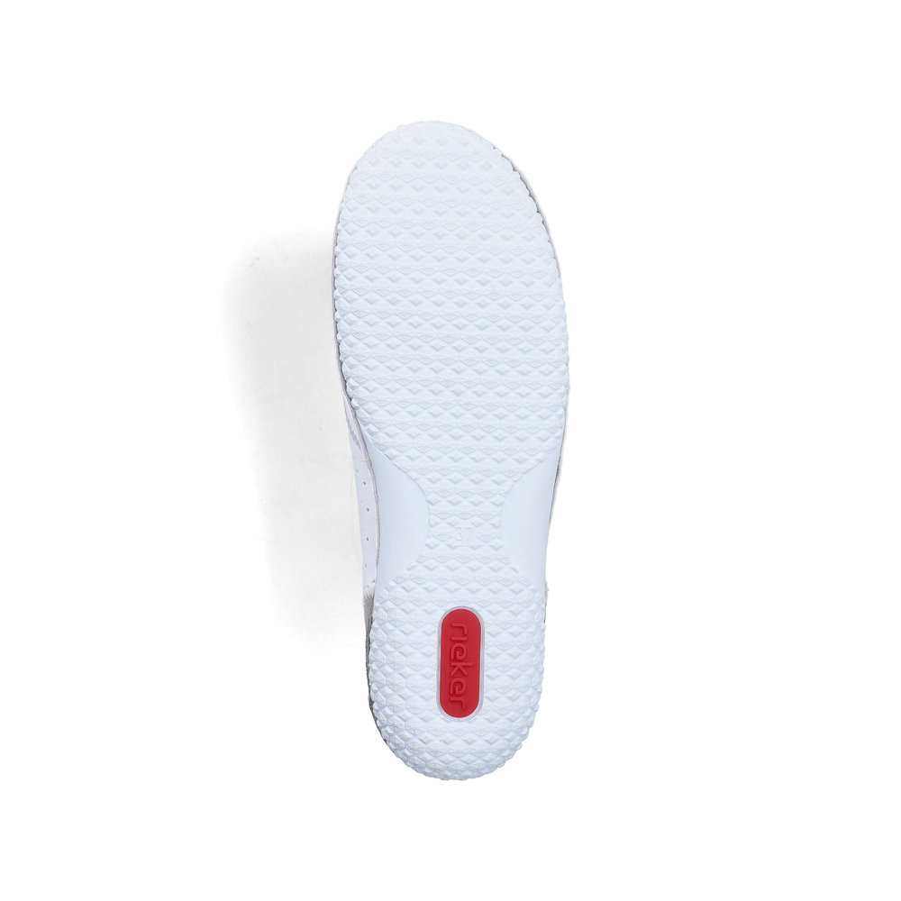 detail RIEKER 43663-80 weiße Damen Leder-Sommermokassins, bequem und atmungsaktiv