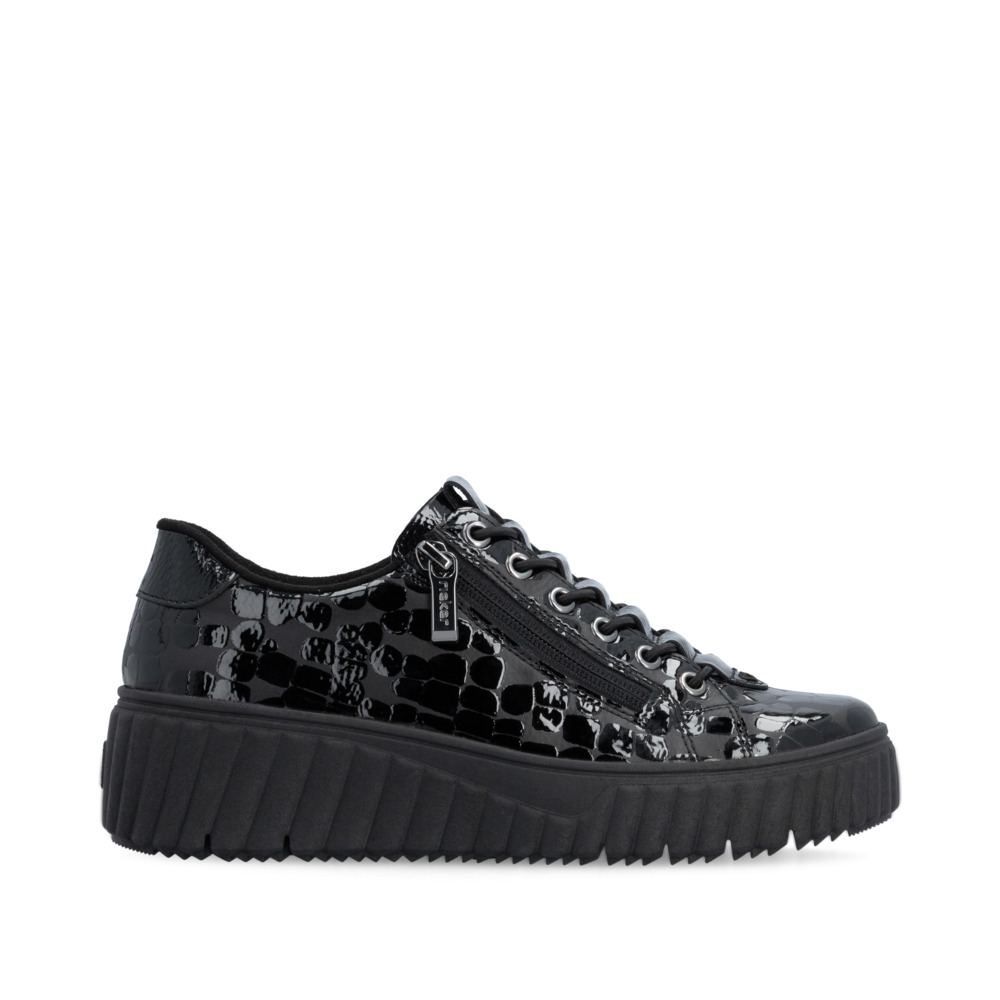 detail RIEKER N2555-02 schwarze Damen-Sneaker, modernes Design, komfortables Gehen, Ant