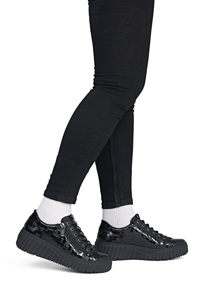 detail RIEKER N2555-02 schwarze Damen-Sneaker, modernes Design, komfortables Gehen, Ant