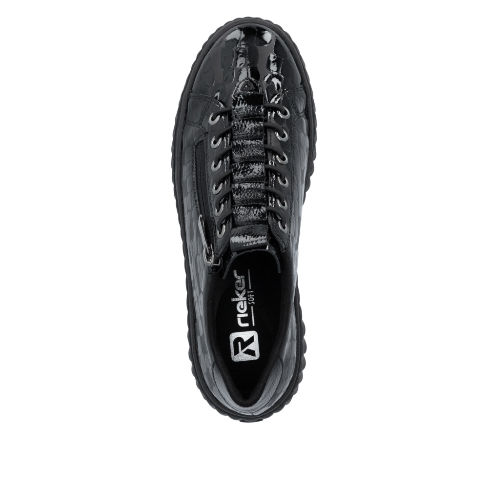 detail RIEKER N2555-02 schwarze Damen-Sneaker, modernes Design, komfortables Gehen, Ant