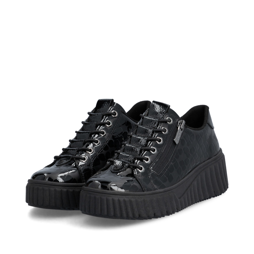 detail RIEKER N2555-02 schwarze Damen-Sneaker, modernes Design, komfortables Gehen, Ant
