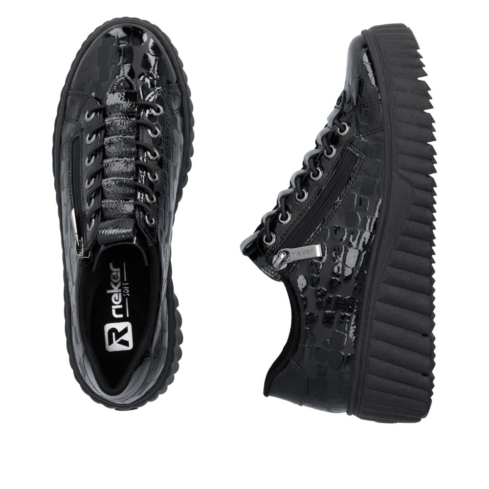 detail RIEKER N2555-02 schwarze Damen-Sneaker, modernes Design, komfortables Gehen, Ant