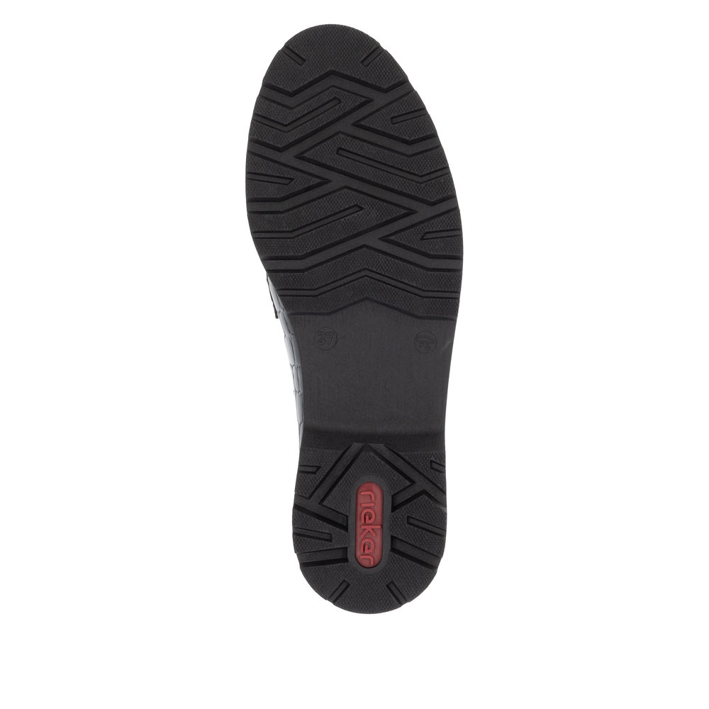 detail RIEKER 45560-03 schwarze Damen-Mokassins, glänzend, modern