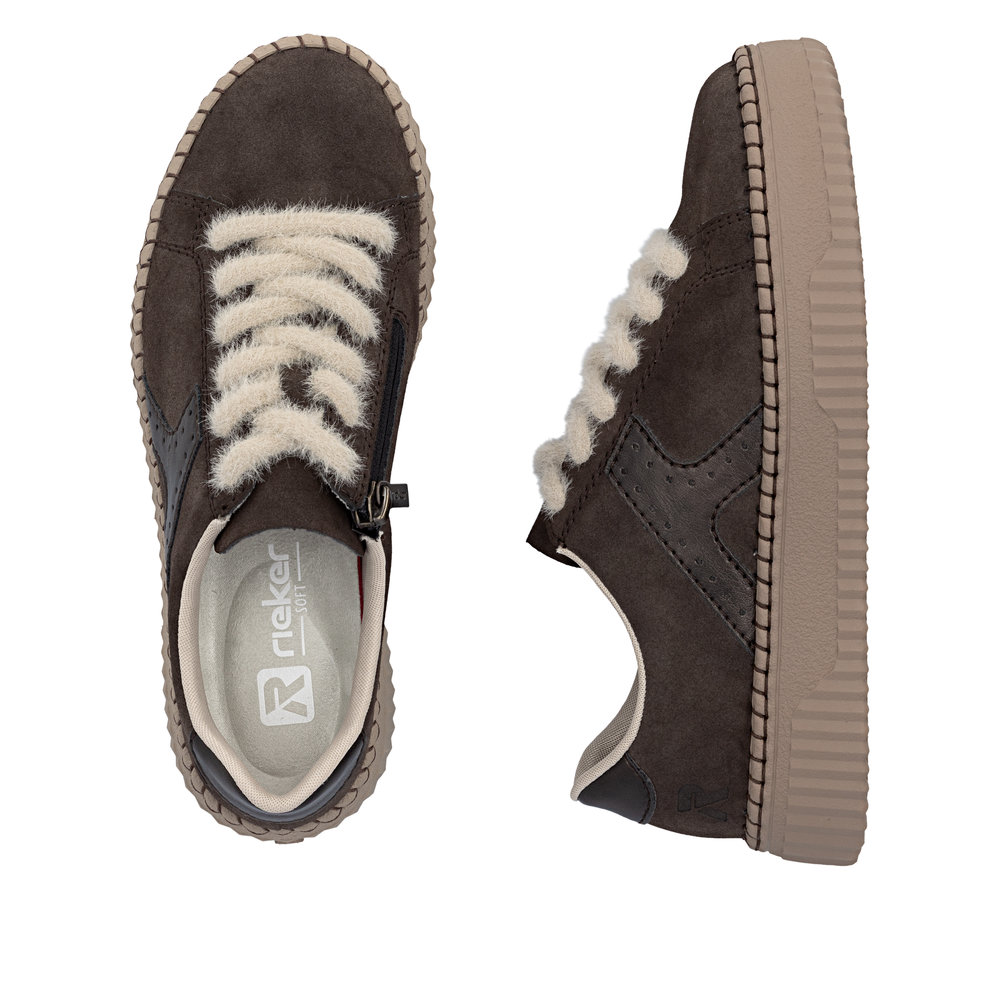 detail RIEKER N9920-25 braune Damen-Lederschuhe, bequeme Anti-Stress-Sohle