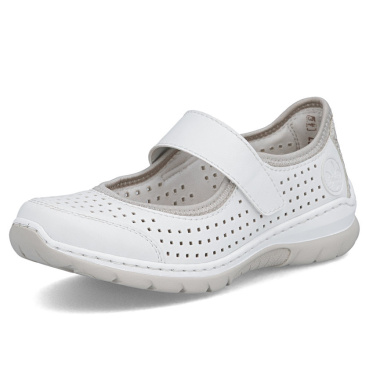 RIEKER L32B5-82 weiße Damen-Sommerhalbschuhe, atmungsaktiv, Antistress