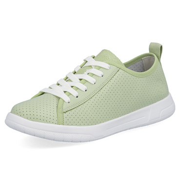 RIEKER 45602-52 grüne Damen Leder Sommer-Sneaker, atmungsaktiv, Antistress