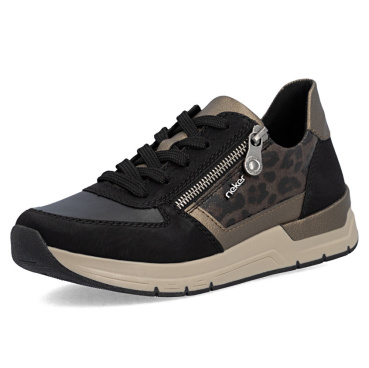 RIEKER 58902-91 schwarze moderne Damen Sneaker, bequeme Anti-Stress Sohle