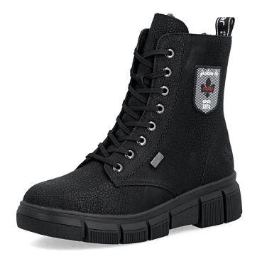 RIEKER X3410-00 schwarze Damenstiefel, modern und bequem
