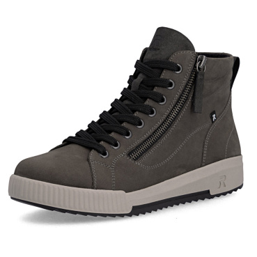 RIEKER W0164-46 graue Damen-Leder-Sneaker mit hohem Schaft, bequem und modern