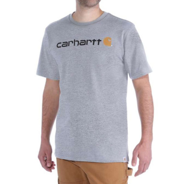 CARHARTT Core Logo graues Herren Baumwoll-T-Shirt, lockere moderne Passform, iko