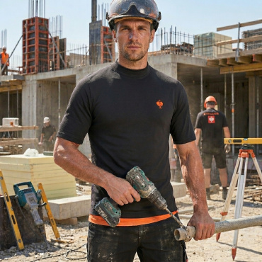 ENGELBERT STRAUSS schwarzes atmungsaktives funktionelles Herren-T-Shirt mit UV-S