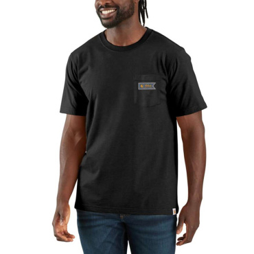 CARHARTT Pocket schwarzes Herren Baumwoll T Shirt, lockere moderne Passform, iko