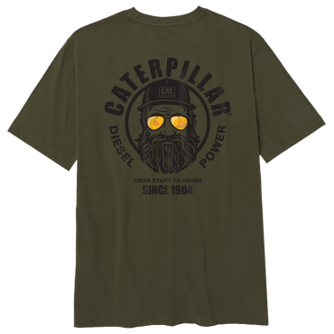 CATERPILLAR Graphic Men grünes Herren T Shirt, bequem, attraktiver CAT Druck