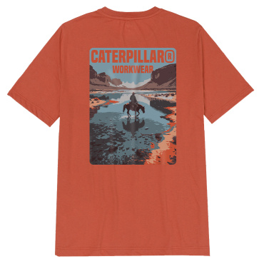 CATERPILLAR Cowboy rotes Herren T Shirt, bequem, modern, attraktiver CAT Druck
