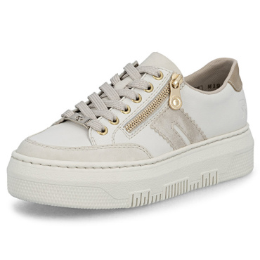 RIEKER M1912-80 beige Damen-Ledersneaker, bequem und modern