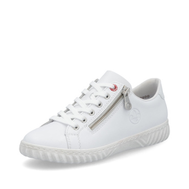 RIEKER N0900-81 weiße Damen Leder-Sneaker mit Antistress-Technologie