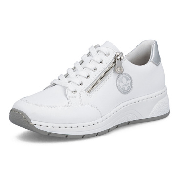 RIEKER N6508-80 weiße Damen Leder-Sneaker mit Antistress-Technologie