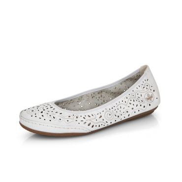 RIEKER 41460-80 weiße Damen Leder-Ballerinas