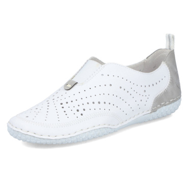 RIEKER 43663-80 weiße Damen Leder-Sommermokassins, bequem und atmungsaktiv