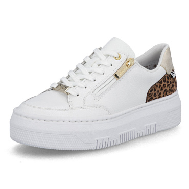 RIEKER M1900-80 weiße Damen Leder Sneaker, modern und bequem, Antistress