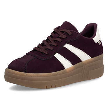 RIEKER M7601-30 bordeauxfarbene Damen-Sneaker mit 3 cm Plateau, modern und beque