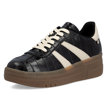 RIEKER M7601-00 schwarze Damen-Sneaker mit 3 cm Plateau, modern und bequem
