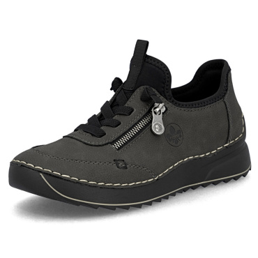RIEKER 51568-45 graue Damen-Halbschuhe, bequeme Antistress-Sohle