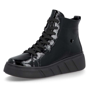 RIEKER W2661-01 schwarze Damen-Lederstiefeletten, modern und bequem