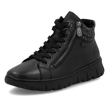 RIEKER N1305-00 schwarze Damen-Lederstiefeletten mit Rieker-TEX-Membran