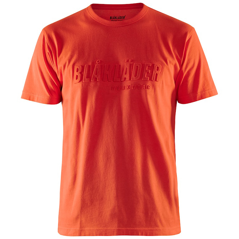 detail BLAKLADER Sweden Herren Profi-T-Shirt mit 3D-Logo, orange, 100 % Baumwolle