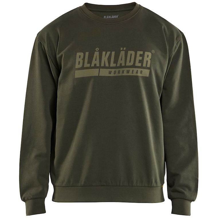 detail BLAKLADER Sweden olivgrünes Herren Arbeits Sweatshirt 100 % Baumwolle bequem