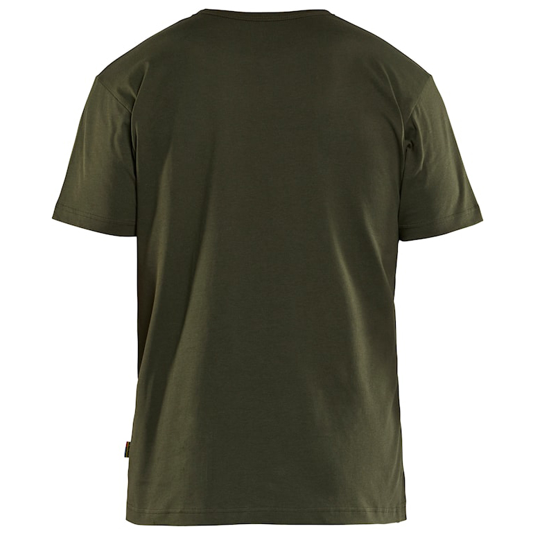 detail BLAKLADER Sweden Logo olivgrünes Herren-T-Shirt, 100 % Baumwolle, bequem und atm