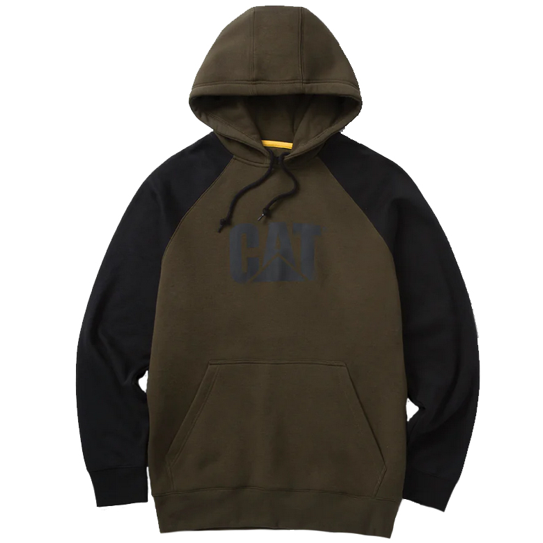detail Caterpillar Herren Baumwolle bequemer Colorblock Hoodie oliv Two Tone