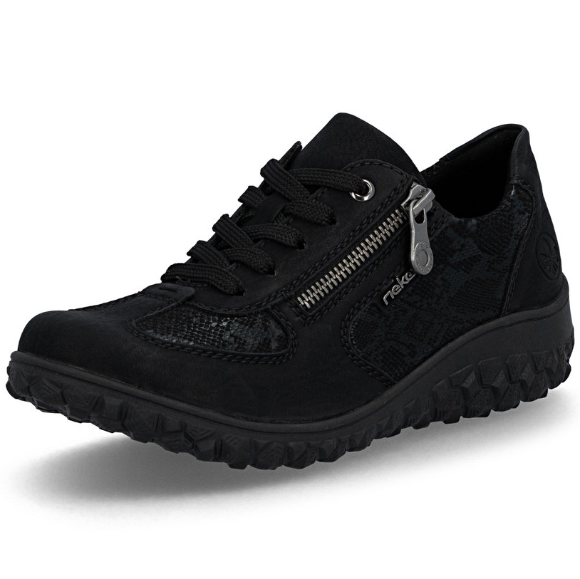 detail RIEKER 59501-00 schwarze Damen moderne und bequeme Halbschuhe mit Muster