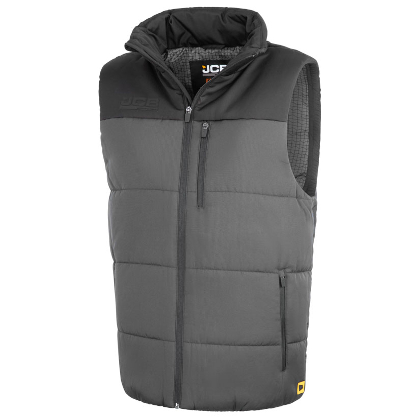 detail JCB Gilet graue Herren-Steppweste, Ripstop-Material für erhöhte Strapazierfähigk