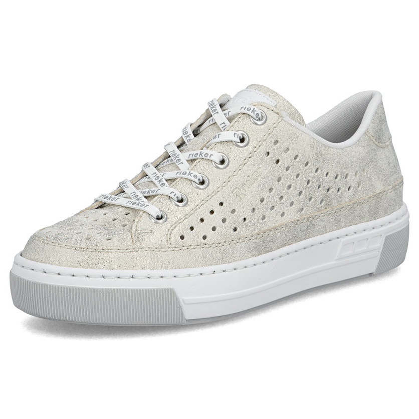 detail RIEKER L8849-60 beige Damen-Sommer-Ledersneaker, atmungsaktiv, modernes Design