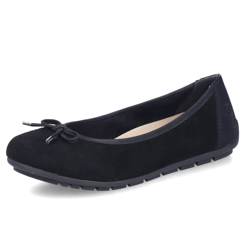 detail RIEKER 438505-01 schwarze Damen-Ballerinas, Echtleder, Antistress-Sohle